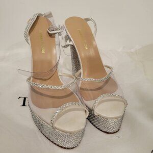 Andrea Wazen Antigone Platform PVC Glitz Ankle-Strap Sandals